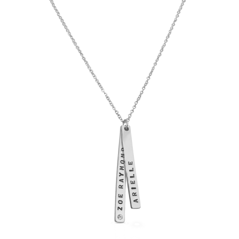 Skinny Vertical Stacked Pendant Necklace