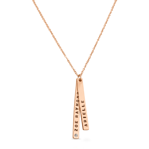 Skinny Vertical Stacked Pendant Necklace